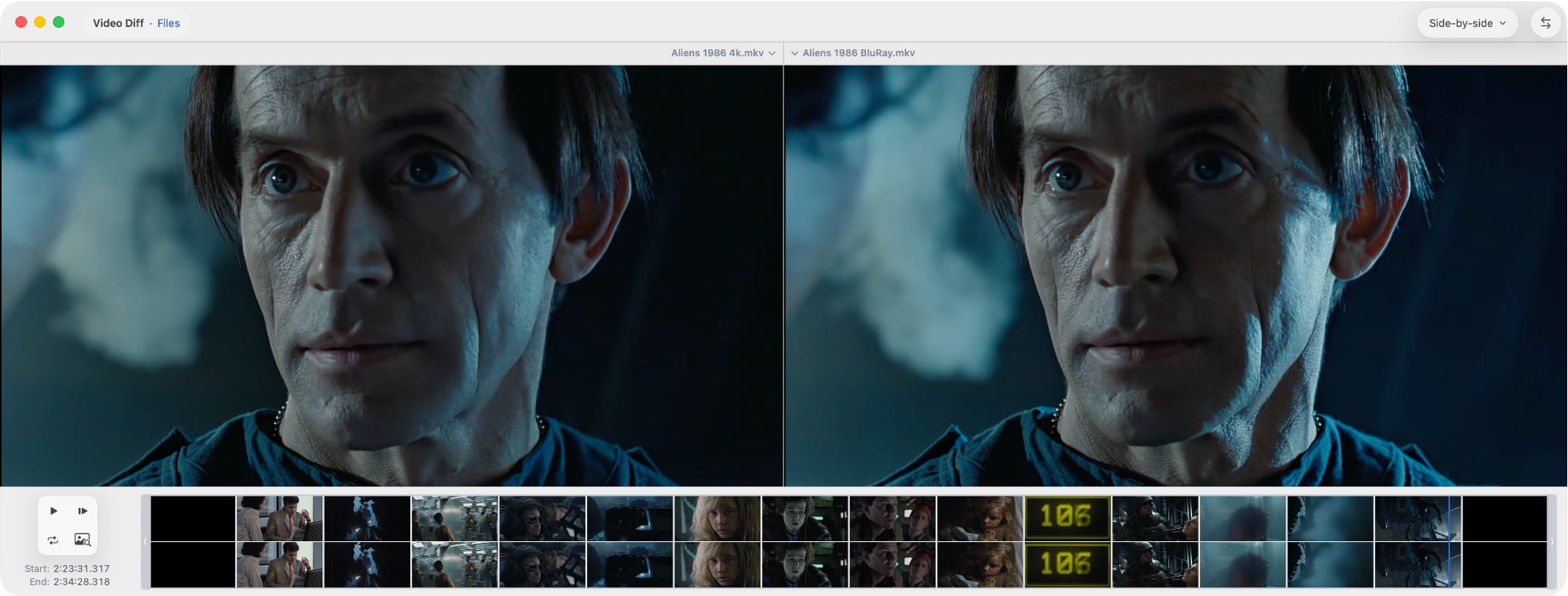 ABDiff synchronized video comparison on macOS