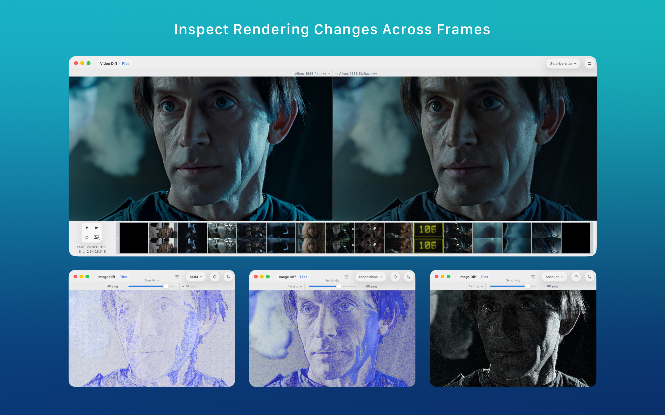 ABDiff video comparison view on macOS