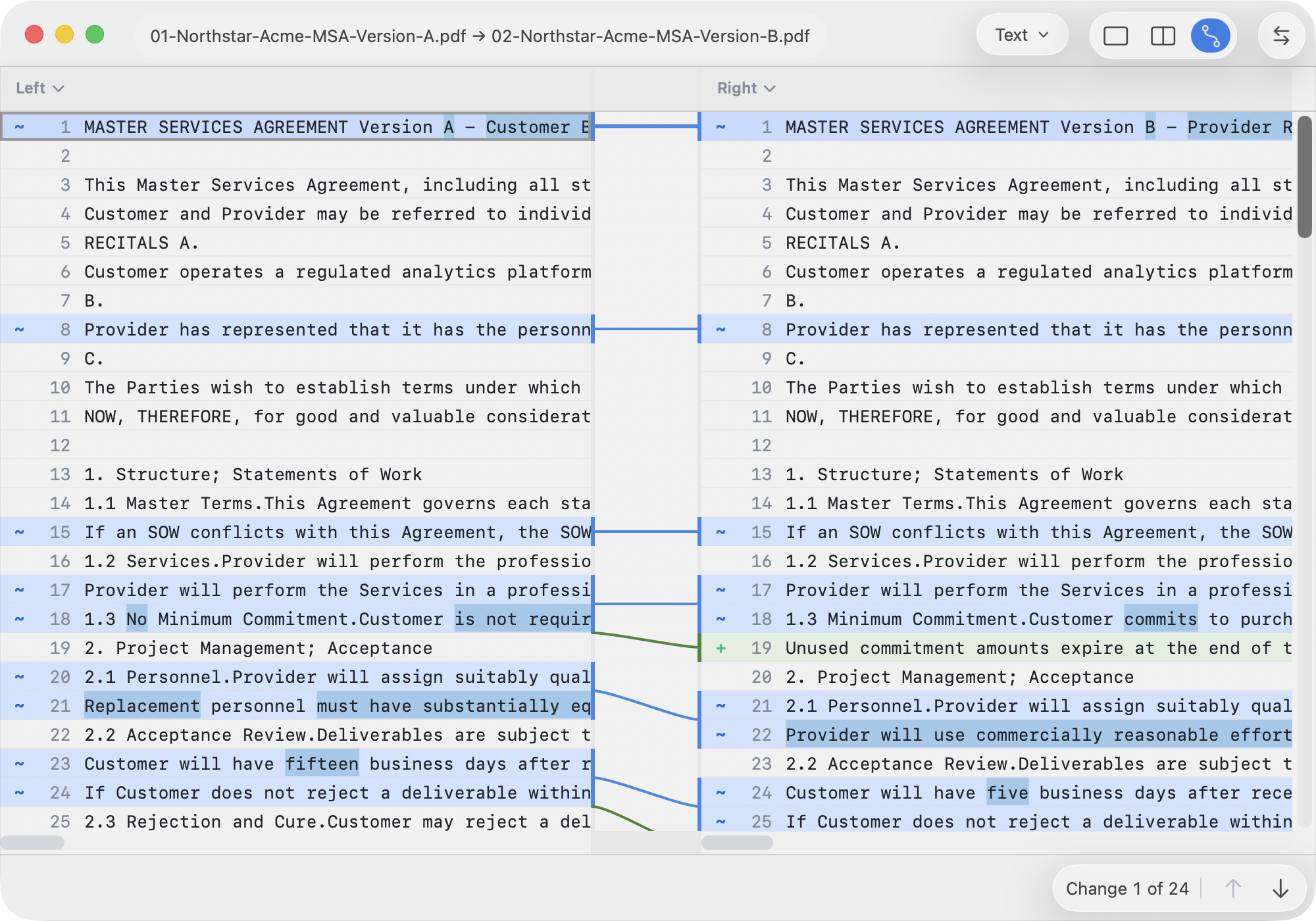 PDF in text diff