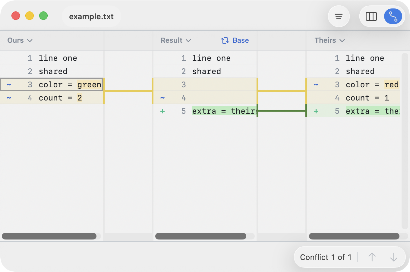 Text merge with connectors